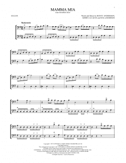 page one of Mamma Mia (Cello Duet)