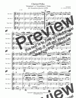 page one of Polka - Clarinet Polka (for Saxophone Quartet AATB)
