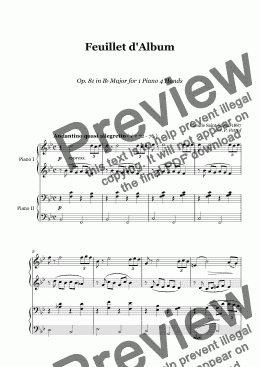 page one of Saint-Saens - Feuillet d'Album Op.81 - piano 4 hands