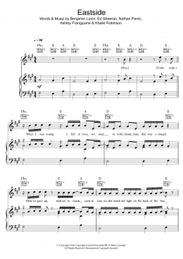 page one of Eastside (Piano, Vocal & Guitar Chords)