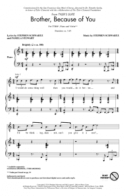 page one of Brother, Because Of You (from Tyler's Suite) (Arr. Sarsony) (TTBB Choir)
