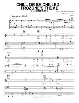 page one of Chill Or Be Chilled - Frozone's Theme (from Incredibles 2) (Piano, Vocal & Guitar Chords (Right-Hand Melody))