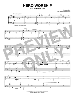 page one of Hero Worship (from Incredibles 2) (Piano Solo)