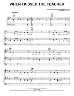 page one of When I Kissed The Teacher (from Mamma Mia! Here We Go Again) (Piano, Vocal & Guitar Chords (Right-Hand Melody))