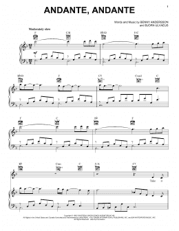 page one of Andante, Andante (from Mamma Mia! Here We Go Again) (Piano, Vocal & Guitar Chords (Right-Hand Melody))