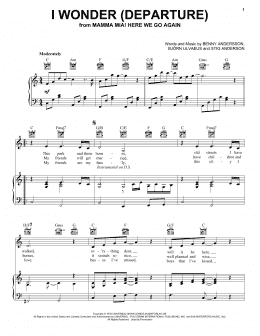 page one of I Wonder (Departure) (from Mamma Mia! Here We Go Again) (Piano, Vocal & Guitar Chords (Right-Hand Melody))