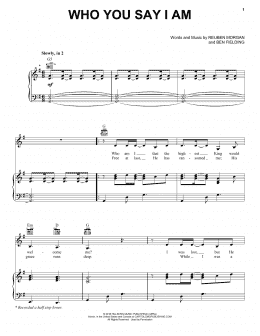 page one of Who You Say I Am (Piano, Vocal & Guitar Chords (Right-Hand Melody))