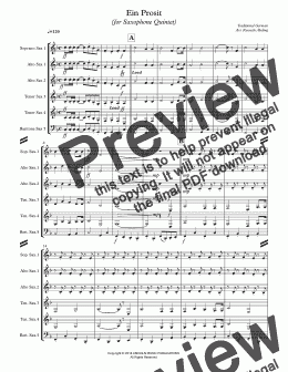 page one of Ein Prosit (for Saxophone Quintet SATTB or AATTB)