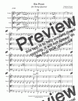 page one of Ein Prosit (for String Quartet)