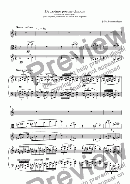 page one of Deuxième poème chinois (extrait des huit poèmes chinois) pour soparno, clarinette ou violon alto et piano