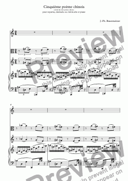 page one of Cinquième poème chinois (extrait des huit poèmes chinois) pour soparno, clarinette ou violon alto et piano