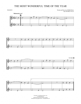 page one of The Most Wonderful Time Of The Year (Trumpet Duet)