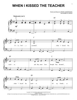 page one of When I Kissed The Teacher (from Mamma Mia! Here We Go Again) (Easy Piano)