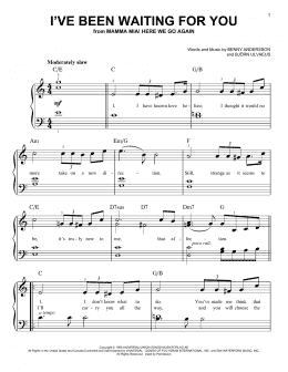 page one of I've Been Waiting For You (from Mamma Mia! Here We Go Again) (Easy Piano)
