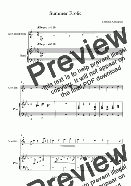 page one of Summer Frolic - Score and parts