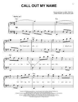 page one of Call Out My Name (Easy Piano)
