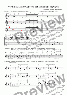 page one of Vivaldi A minor Violin Concerto 1st Movement Previews