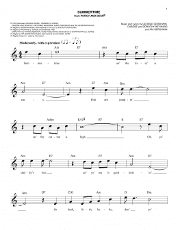 page one of Summertime (Easy Lead Sheet / Fake Book)