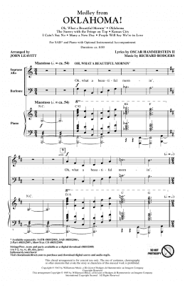 page one of Oklahoma! (Medley) (arr. John Leavitt) (SAB Choir)
