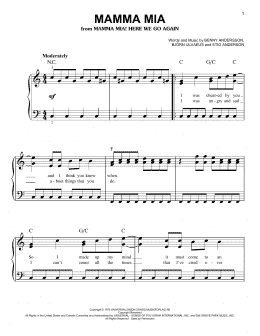page one of Mamma Mia (from Mamma Mia! Here We Go Again) (Easy Piano)