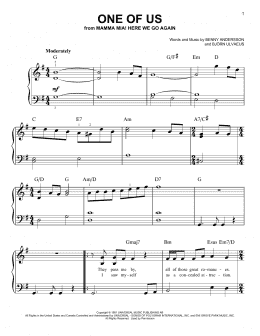 page one of One Of Us (from Mamma Mia! Here We Go Again) (Easy Piano)