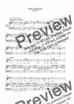 page one of "Panis Angelicus" Sheet Music (HIGH Key) - Download 2 part canon - Royalty FREE