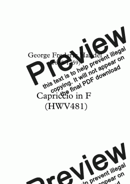 page one of Capriccio in F   (HWV481)