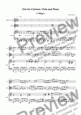 page one of Trio for Clarinet, Viola and Piano