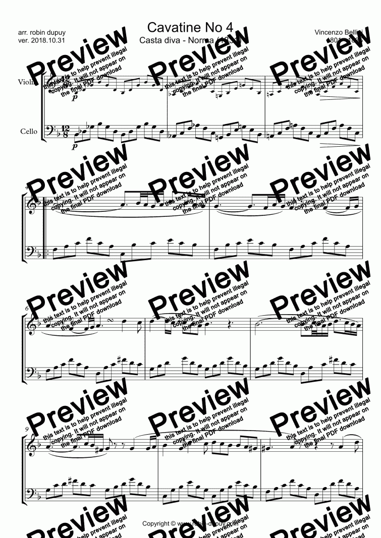 Bellini - Cavatine No 4 - Norma Opera - Casta - PDF Duo violin