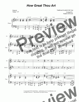 page one of How Great Thou Art (Duet for Flute & Bb-Clarinet - Piano Accompaniment)