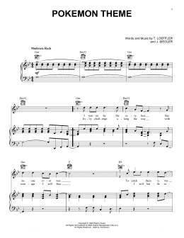 page one of Pokemon Theme (Piano, Vocal & Guitar Chords (Right-Hand Melody))