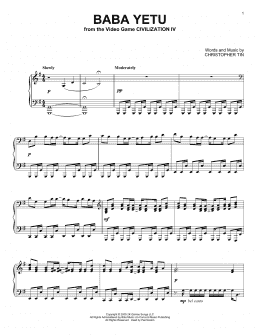 page one of Baba Yetu (from Civilization IV) (Piano Solo)