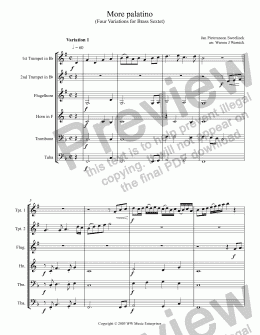 page one of More Palatino (Four Variations for Brass Sextet)