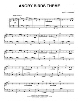 page one of Angry Birds Theme (Piano Solo)