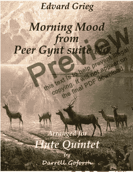 page one of Morning Mood from Peer Gynt Suite No. 1 for Flute Quintet