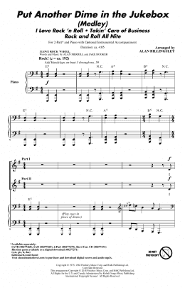 page one of Put Another Dime In The Jukebox (Medley) (2-Part Choir)