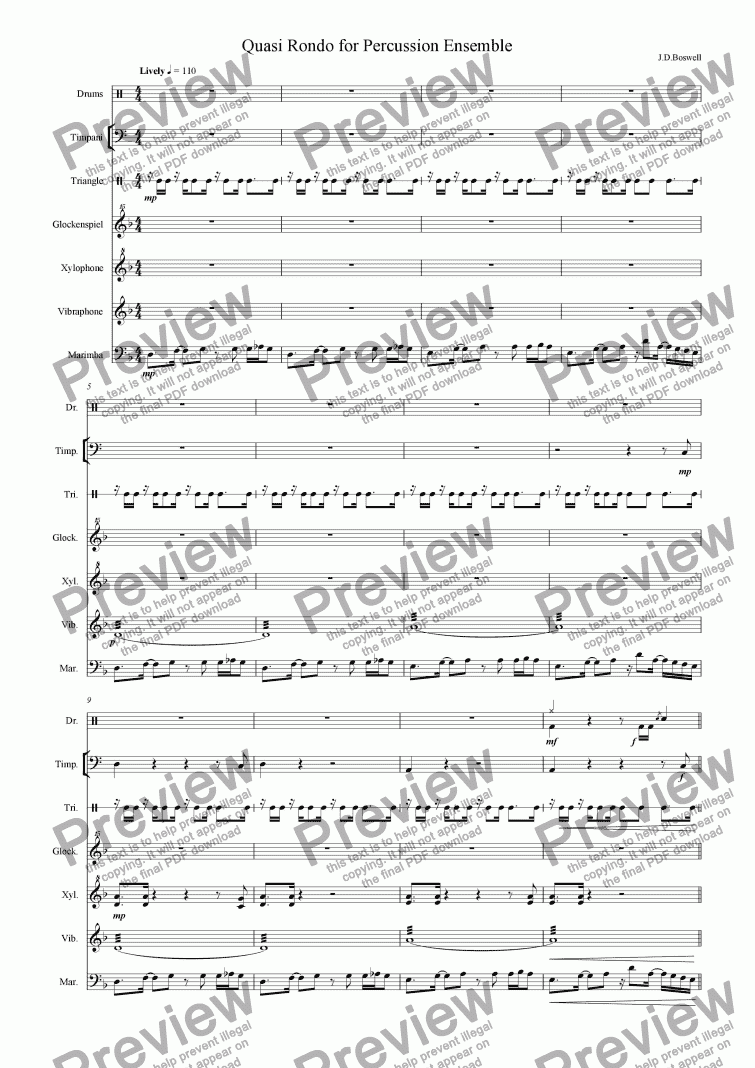page one of Quasi Rondo For Percussion Ensemble