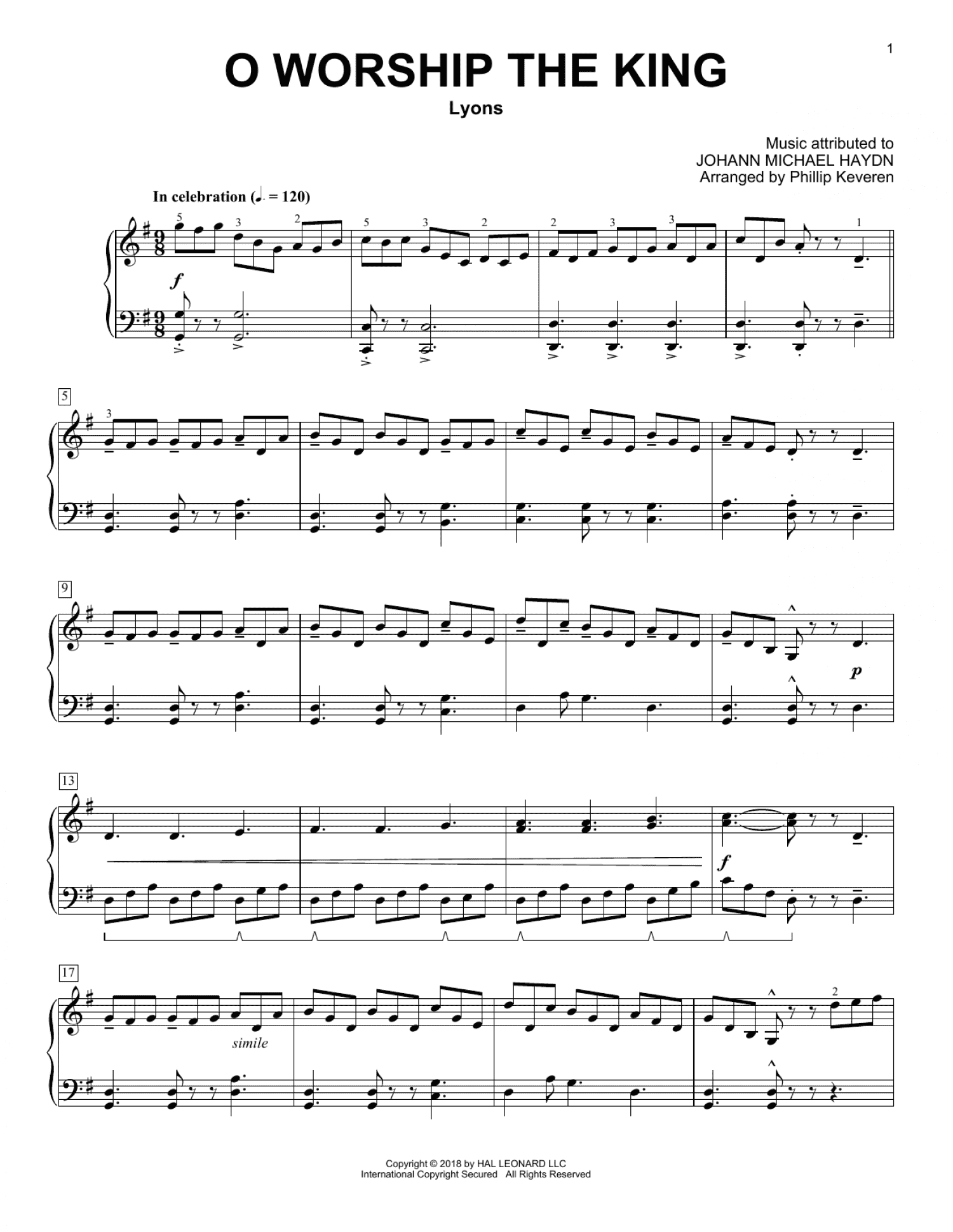 O Worship The King (arr. Phillip Keveren) (Piano Solo)