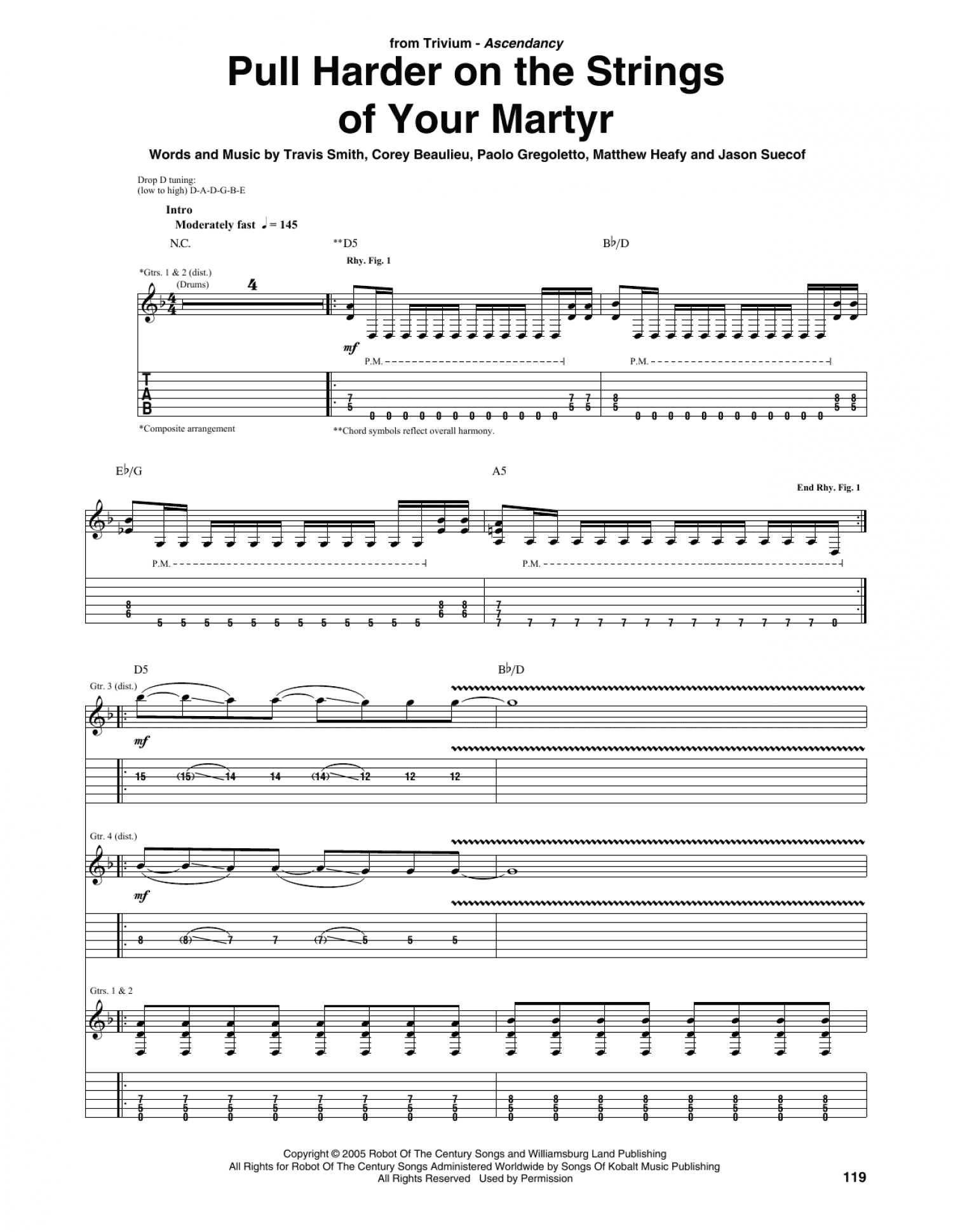Pull Harder On The Strings Of Your Martyr (Guitar Tab)