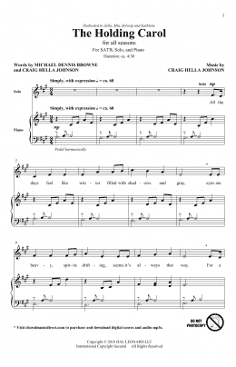 page one of The Holding Carol (SATB Choir)