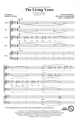 page one of The Living Years (arr. Philip Lawson) (SATB Choir)