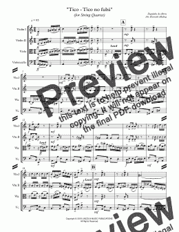 page one of Tico - Tico no fubá (for String Quartet)