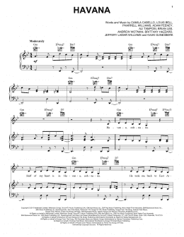 page one of Havana (Piano, Vocal & Guitar Chords (Right-Hand Melody))
