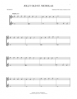 page one of Jolly Old St. Nicholas (Trumpet Duet)