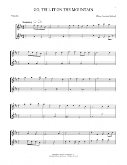 page one of Go, Tell It On The Mountain (Violin Duet)