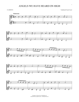 page one of Angels We Have Heard On High (Clarinet Duet)