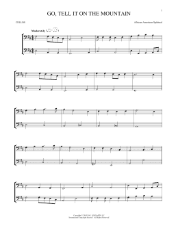 page one of Go, Tell It On The Mountain (Cello Duet)