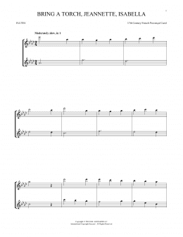 page one of Bring A Torch, Jeannette, Isabella (Flute Duet)