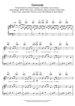 page one of Darkside (featuring Au/Ra and Tomine Harket) (Piano, Vocal & Guitar Chords (Right-Hand Melody))