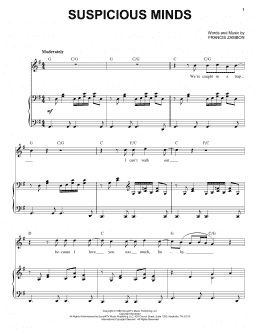 page one of Suspicious Minds (Piano & Vocal)